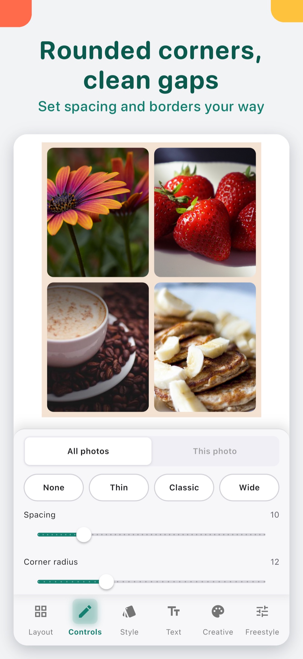 Photo Collage: Rounded corners, clean gaps