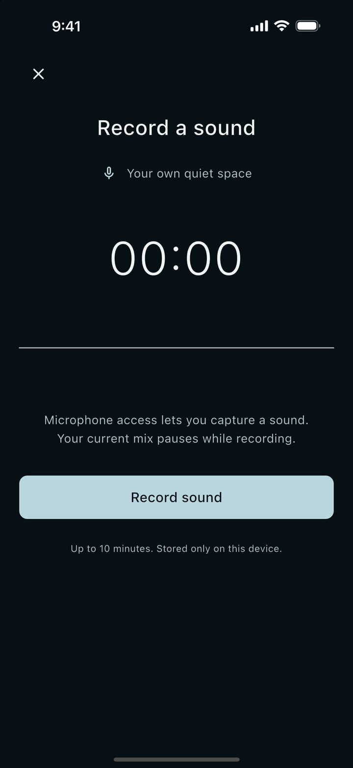 Calm Loop Record a sound screen: record up to 10 minutes, stored only on this device