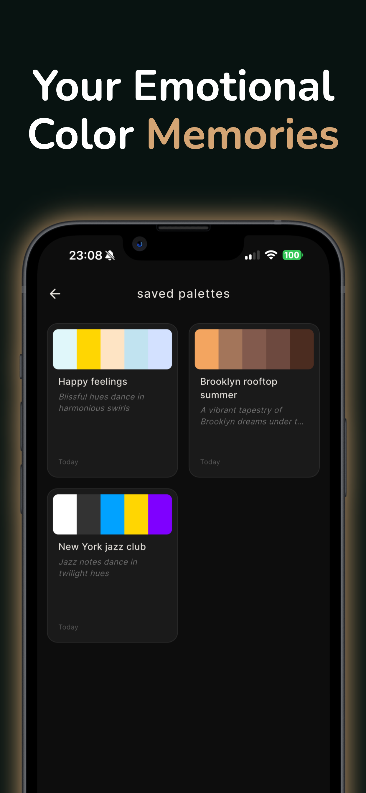 Mood Synth app showing palette sharing